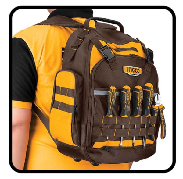 Sac à dos à outils INGCO–Robuste, capacité de charge de 8 kg, 1680D