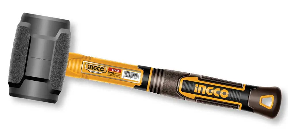 Martello a testa in gomma con manico antiscivolo giallo e nero, resistente e ideale per lavori di falegnameria e bricolage, SKU: I/HRUH8808