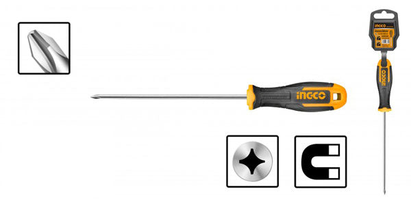 Cacciavite Phillips PH2 INGCO 150mm – Acciaio S2, manico ergonomico