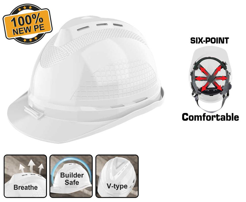 Elmetto Sicurezza PE Bianco Ingco - Calotta Ventilata
