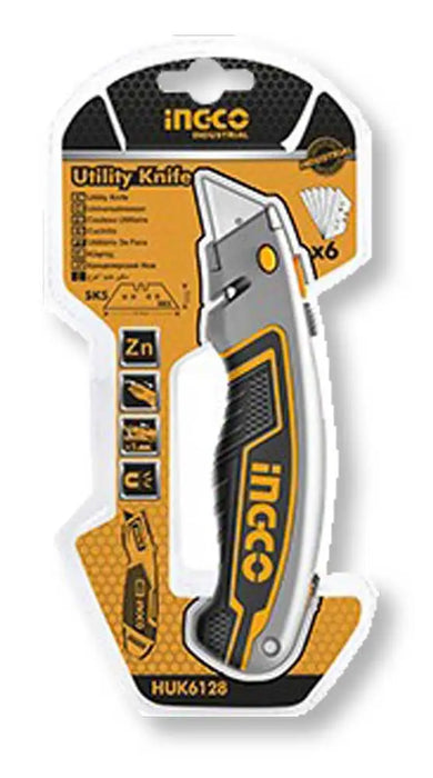 Cutter Professionale Ingco con 6 Lame di Ricambio SK5 61x19 mm