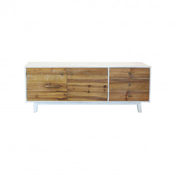 Porta TV legno 2 ante 3 cassetti 178x45x66 cm color naturale