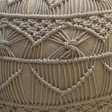 Pouf Bodrum in cotone bianco, peso 3 kg, imbottitura