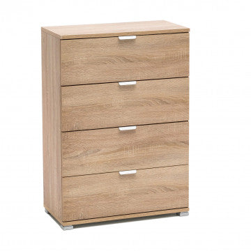 Cassettiera 4 cassetti in truciolare bilaminato marrone chiaro 60x38x85