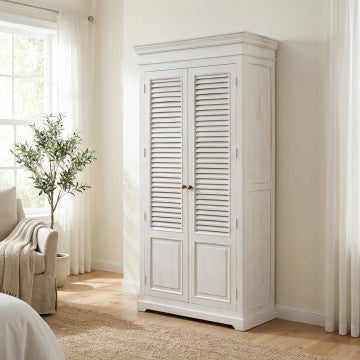 Armadio in legno di mango, 100x50x200 cm, colore bianco, peso 50 kg