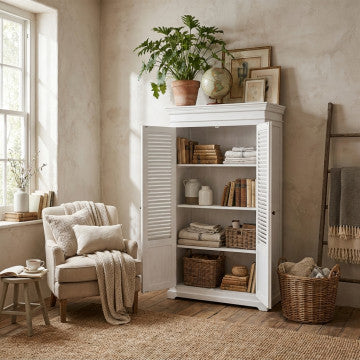 Armadio in legno di mango, 100x50x200 cm, colore bianco, peso 50 kg