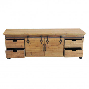 Mobile Clement in metallo e legno, cm 151x45x52h, colore marrone