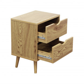 Comodino in legno naturale con dimensioni 40x30x50,5 cm