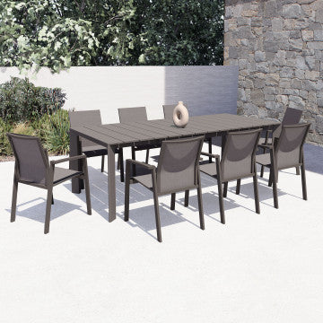 Tavolo alluminio verniciato 165/215 x 85 cm, altezza 75,5 cm