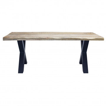 Tavolo con struttura in metallo e piano in legno di mango 200x100 cm