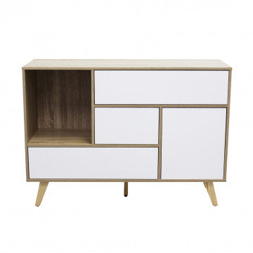 Mobile truciolare bilaminato 1 anta 3 cassetti ripiano 119x39,5x85,6cm