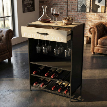 Mobile in metallo e legno nero 59x39,5x95 cm, peso 13,7 kg