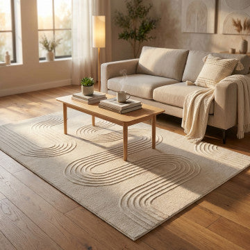 Tappeto in lana e cotone avorio 120x180 cm peso 6,5 kg