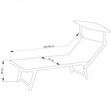 Lettino pieghevole in alluminio, portata 120 kg, dimensioni 183-189 x 61 x 38 cm