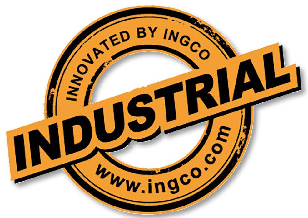 Logo Ingco in stile grafico con sfondo bianco, caratterizzato da testo giallo e nero, rappresenta il marchio di utensili industriali