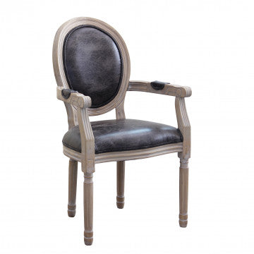 Poltrona struttura legno rivestimento ecopelle nera 55x46x96cm