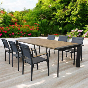 Tavolo rettangolare 200/250x100 cm struttura alluminio verniciato piano legno