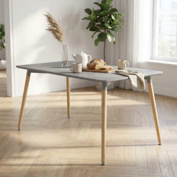 Tavolo con piano ABS grigio e gambe in legno 120x80x75 cm