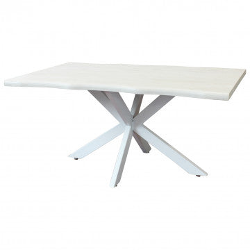 Tavolo piano MDF effetto legno struttura metallo bianca 160x90x75 cm