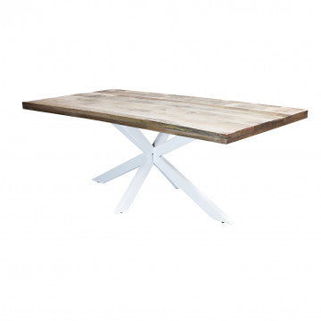 Tavolo in legno di mango e metallo bianco 200x100x77 cm