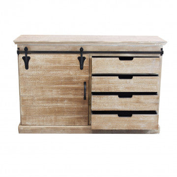 Mobile colonna in metallo e legno, 124x43x81,5 cm, colore marrone
