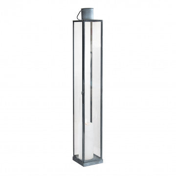 Lanterna in metallo e vetro con struttura verticale, altezza 67 cm