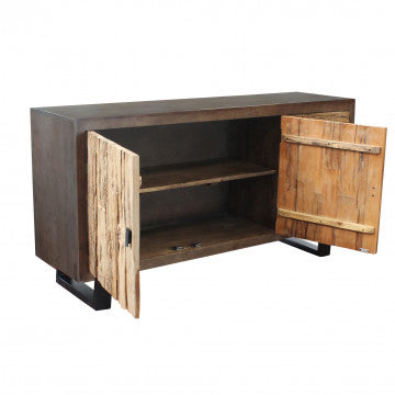 Mobile in legno e metallo con 3 cassetti e 2 ante, 160x40x85 cm