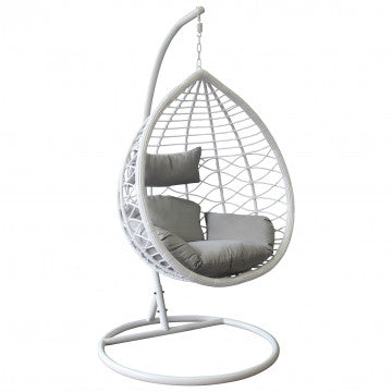 Dondolo con struttura metallo tortora e seduta wicker grigio, bianco o naturale