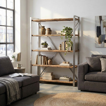 Mobile in legno riciclato con 5 ripiani 118x37x218 cm