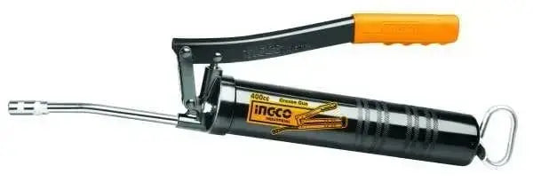 Ingrassatore pneumatico 400cc Ingco con leva ergonomica e beccuccio in metallo, ideale per lubrificazioni precise e professionali.