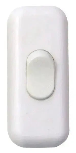 Interruttore per cavo bianco compatibile con prolunghe e adattatori, ideale per impianti elettrici domestici. Design compatto e facile da installare.