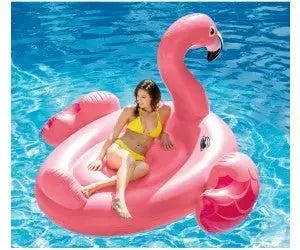 Isola grande fenicottero Intex gonfiabile rosa con maniglie, ideale per il relax in piscina, dimensioni 218x211x136 cm.