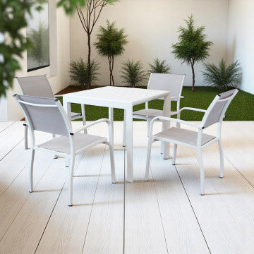 Tavolo quadrato 80x80 struttura alluminio verniciato bianco