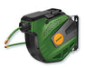 Avvolgitubo automatico aria compressa verde e nero con tubo da 14+1 metri, pratico per organizzare e riavvolgere tubi di aria compressa, SKU: J/JDAZ3515