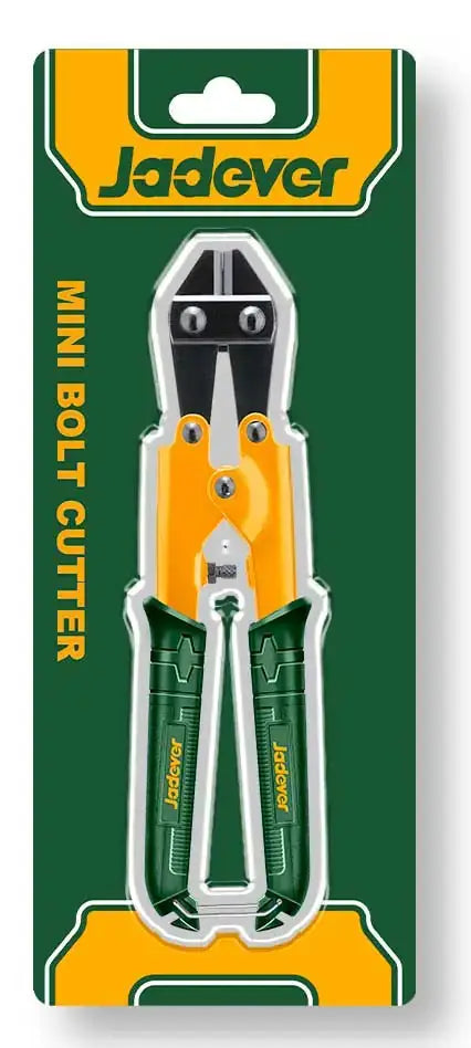 Confezione blister del Tagliabulloni Mini 200 mm Jadever, compatto e preciso, perfetto per fai-da-te e manutenzioni leggere.