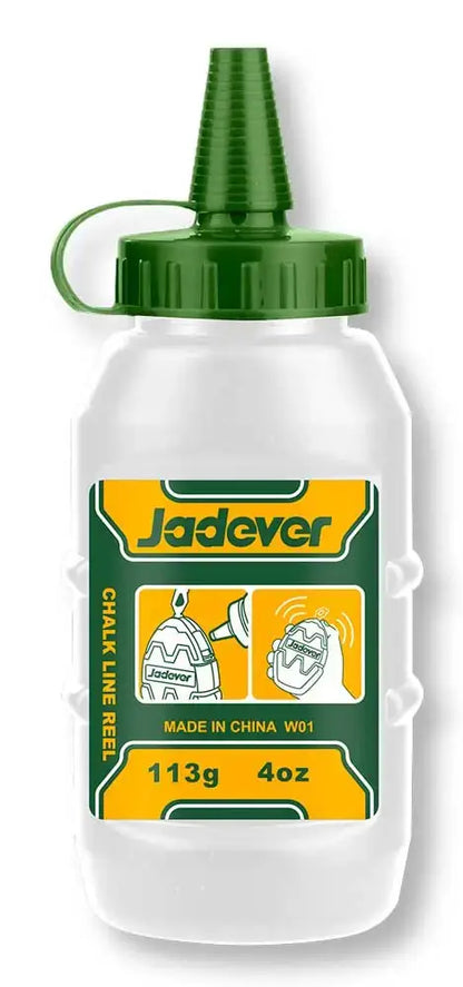 Polvere blu Jadver da 113g per traccialinee, perfetta per evidenziare linee dritte su superfici durante lavori di precisione.
