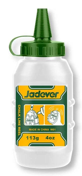 Polvere blu Jadver da 113g per traccialinee, perfetta per evidenziare linee dritte su superfici durante lavori di precisione.