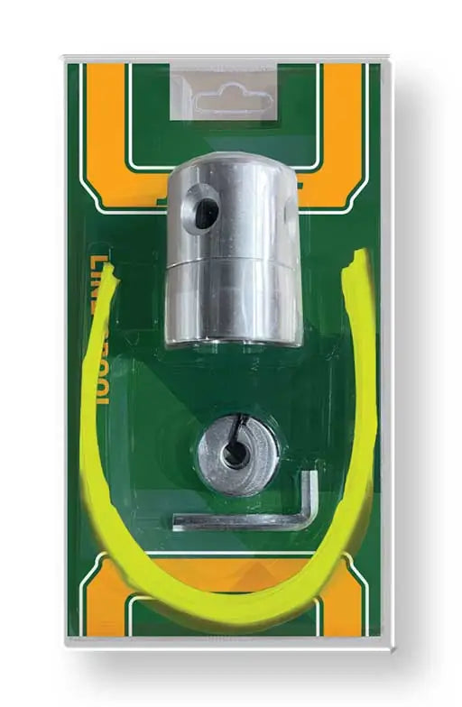 Set di accessori per decespugliatore con testina in metallo, filo da 3 mm e manico di ricambio, confezionato in scatola con cavo giallo, SKU: J/JDJC2401