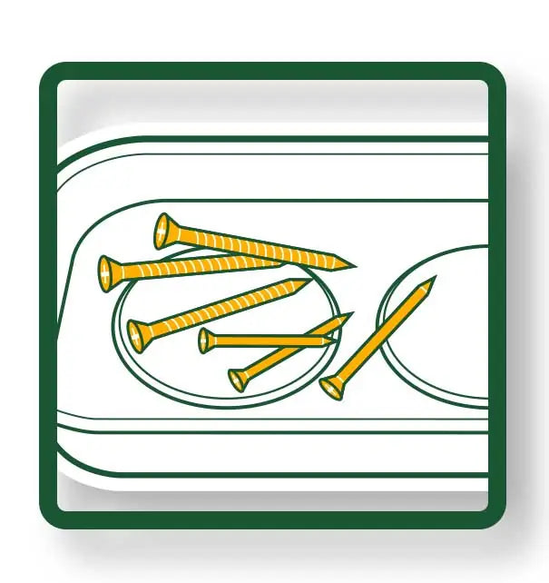 Illustrazione del Vassoio Magnetico 160x360MM con viti e chiodi fissati, perfetto per organizzare piccoli oggetti metallici. Acquista Vassoio Magnetico 160x360MM Online.