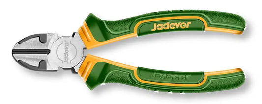 Pinza tagliafili professionale per elettricisti con lame in acciaio al carbonio, impugnatura ergonomica verde e gialla, ideale per lavori di precisione