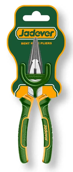 Pinza Becco Curvo 160MM confezionata con blister Jadever, utensile professionale per il settore elettrico e bricolage.