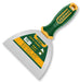 Spatola manico plastica verde e giallo, lama in acciaio inox, utensile versatile per edilizia e bricolage, SKU: J/JDPT1306