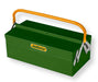 Contenitore in metallo verde con logo Jadever, manico arancione, design robusto e pratico per organizzare strumenti e utensili.