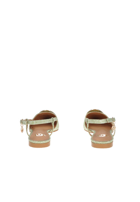 Decollete Aperto Dietro Mika Tessuto con Cinturino Applicazioni in Metallo Sottopiede Imbottito Pelle Tacco 2 cm