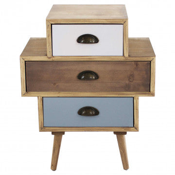 Mobiletto tre cassetti MDF legno pino top naturale 50x35x49,5 cm