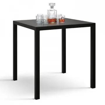 Tavolo autolivellante 80 x 80 in acciaio antracite con bicchieri e caraffa, ideale per arredare spazi esterni con stile e funzionalità.