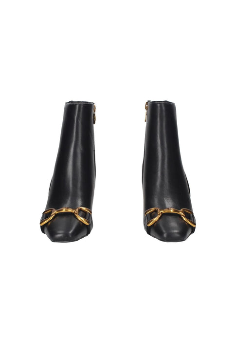 Tronchetto Genova Ecopelle Gold E Gold Con Cerniera Laterale E Morsetto In Metallo Sottopiede Imbottito Tacco 7 Cm