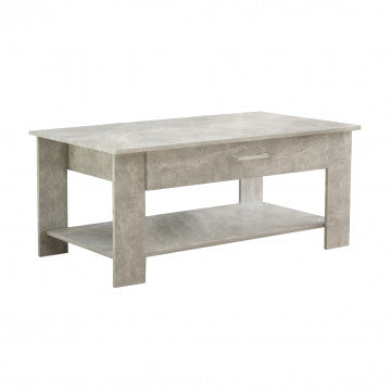 Tavolino salotto in truciolare bilaminato grigio effetto cemento 110x60x44