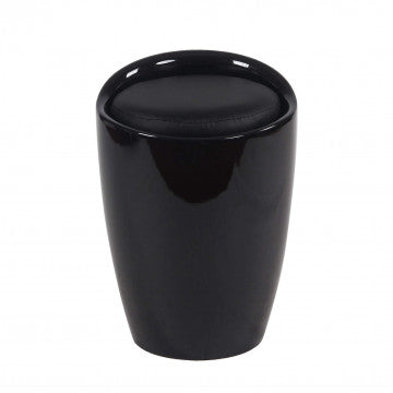 Sgabello pouf in ABS con cuscino ecopelle nero, peso 3 kg