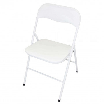 Sedia pieghevole seduta imbottita PVC tubo acciaio verniciato bianco lucido